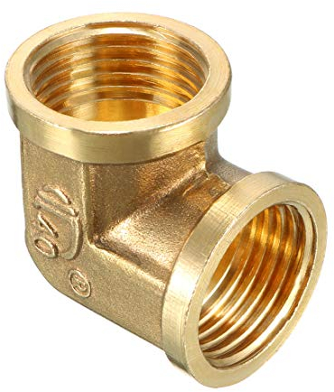 sourcing map Brass Elbow Pipe Fitting 90 Degree 1/2 PT Female x 1/2 PT Female Coupling