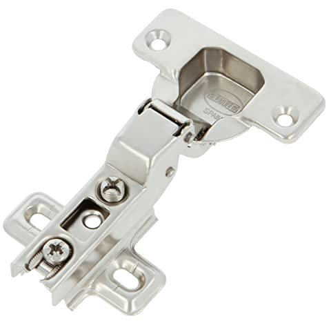 Amig - Pack de 2 Bisagras de Cazoleta - Acodada - Montaje de Puertas de Muebles y Armarios de Cocina - Ø35 mm - Acero Niquelado - Apertura 110° - Plateado
