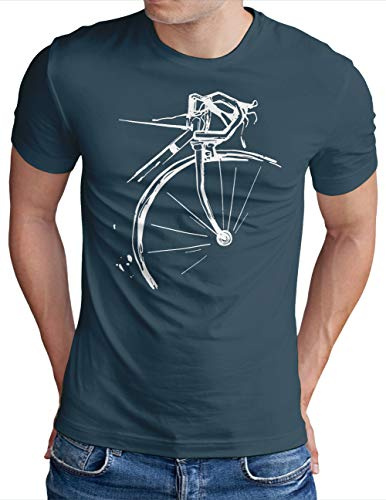 OM3® Cykelcykel T-shirt | Män | Vintage Cykel Cyklist | S – 5XL, Denim, XXL