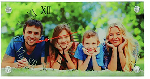 JIAHG Personalisierte Wanduhr mit eigenem Foto gestalten Uhr Fotouhr mit individuellem Bild Bedruckt Personalisierter Bilderrahmen Fotorahme mit Foto, 30 * 16 * 0.5cm