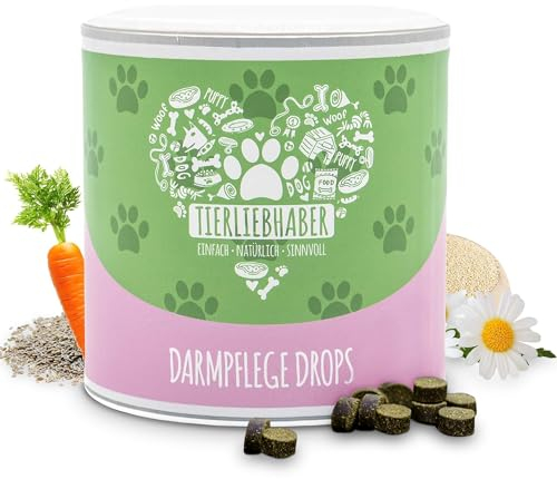 TIERLIEBHABER Darmpflege Drops – 350g (115 Stück) – Darmkur für Hund Darmflora aufbauen – Hundeleckerlies zum Magenschutz für Hunde – Hunderunde Futtertopping Hunde Leckerli – Darmsanierung Hund