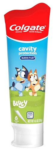 Colgate Kids Toothpaste with Fluoride, Anticavity & Cavity Protection Toothpaste, for Ages 2+, Bluey, Mild Bubble Fruit Flavor, 4.6 Ounce