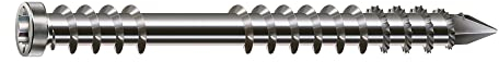 SPAX Tornillo de terraza 5 x 40 mm, 90 unidades, rosca de fijación, cabeza cilíndrica, T-STAR plus T25, punta CUT, acero inoxidable A2-8000000288203