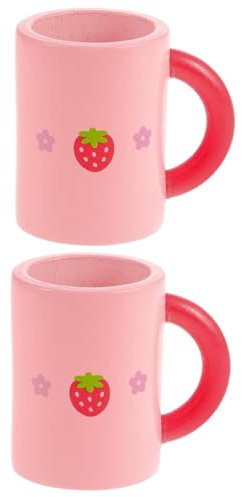 2St Spielhaus Küchenutensilien holzspielzeug holzspielsachen Spielzeug Kochgeschirr Mini- - -Requisiten Puppenhauszubehör Mini-Teetasse Miniatur-Becher Miniaturspielzeug Rosa Toyvian