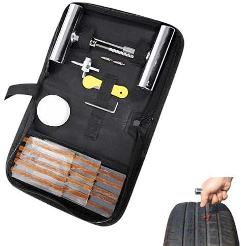 Eterspr 24 Pièces, Kit Reparation Pneu Voiture, Kit Reparation Pneu Portables Voiture, Outil Réparation Pneus, Convient pour Réparer les Pneus de Divers Véhicules