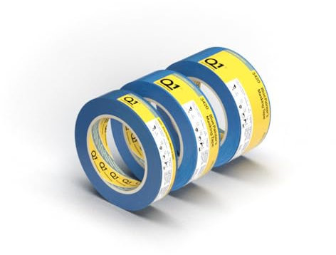 Q1® Ruban de masquage bleu 3420 pour peintre, adhésif spécialement formulé pour une adhérence forte et un retrait propre, pas de bavure de peinture, retrait propre de 14 jours (intérieur) et