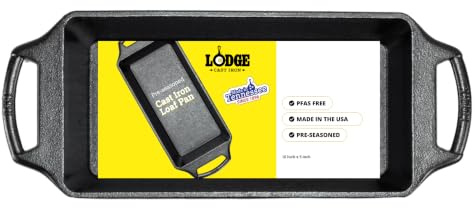 Lodge Cast Iron Loaf Pan - 10 x 5.37 Inch PFAS-Free Bread Baking Pan - Naturally Seasoned Cast Iron Bakeware for Sourdough, Meatloaf, Breads, and More - Made in the USA