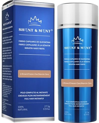 SHENT & MENT Fibras Capilares Queratina Marrón Claro Cabello Más Denso Volumen Natural Disimula Calvicie Entradas Alopecia Cobertura Instantánea Resistente Sudor Viento Lluvia Profesional Unisex