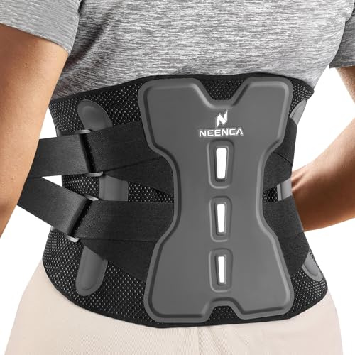 NEENCA Faja lumbar para aliviar el dolor lumbar con sistema de soporte biónico, cinturón de soporte lumbar ajustable para hombres y mujeres con almohadilla lumbar