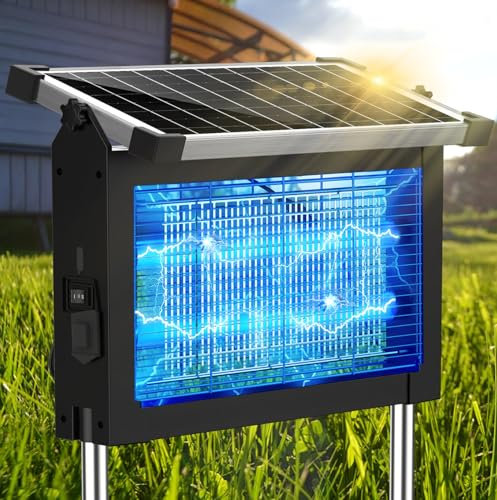 Insektenvernichter Elektrisch, Insektenvernichter Outdoor Solar, Automatikschalter, 4500V Mückenlampe Outdoor, Wasserdicht, Mückenfalle Draußen für Gärten, Höfe, Parks und Bauernhöfe
