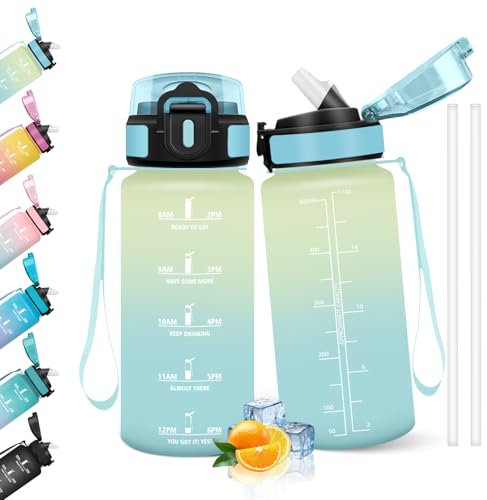 HoneyHolly Trinkflasche 500ML, Auslaufsicher, Trinkflasche Kohlensäure Geeignet, Wasserflasche BPA-Frei, Sportflasche mit Strohhalm, Trinkflaschen Sport für Kinder, Schule, Büro