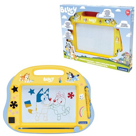 Lexibook, Bluey Ardoise Magnétique, CRBY550 | Stylet et tampons inclus, jouet créatif pour garçons et filles, Jaune/Bleu