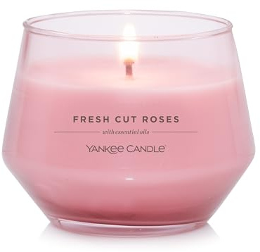 Yankee Candle Studio Scented Candle Fresh Cut Roses Medium Candle Long Burning Candles: 40-65 Hours Stylish Glass Vessel Design Perfect Gifts for Women, Gifts for Mum, Wedding & More