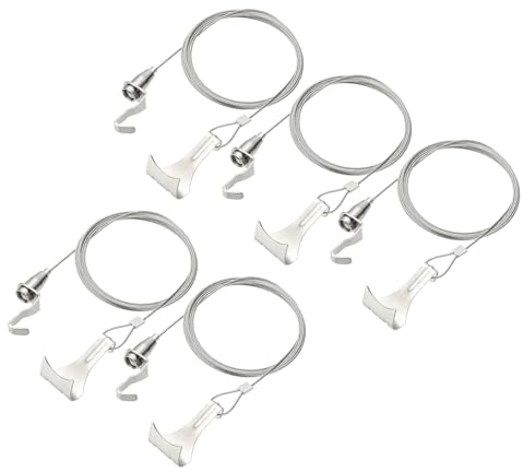 sourcing map Kit de 5 cables ajustables para colgar cuadros de 2,5 m x 1,5 mm con ganchos en S