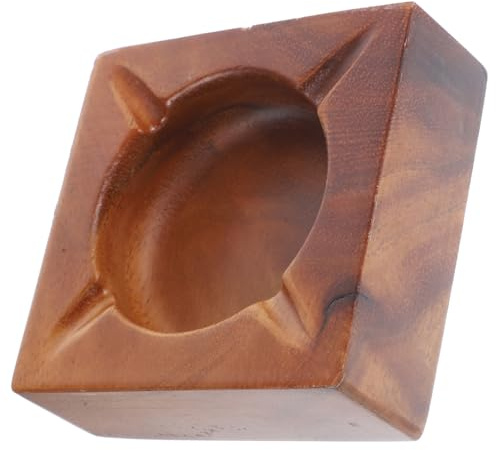 FUTUREORYY Cenicero De Madera Grande para Mesa, Cenicero Vintage Ranura, Superficie Lisa De Madera Natural, para Hogar, Oficina y Decoración, Juego De 1 Unidad Caja