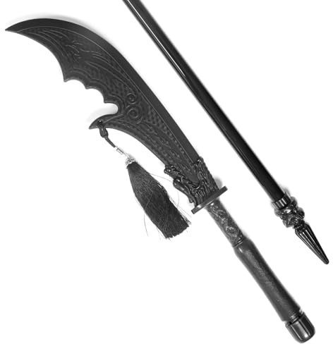 ArmaForge Green Dragon Crescent Blade - 73 Inch, Detachable (Split & Assemble), Guan Dao,Polypropylene (Durable), Black with Tassel - Collection, Cosplay, Decoration