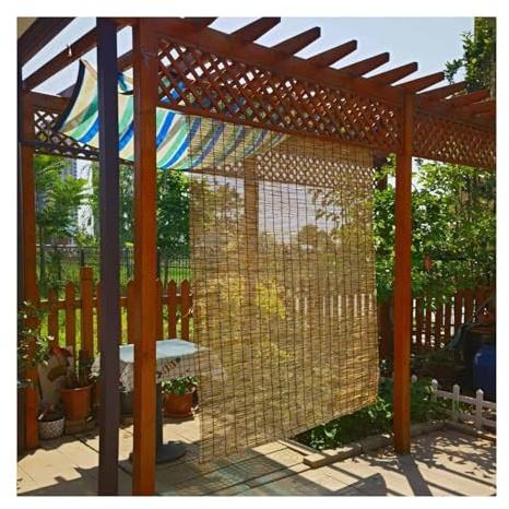 Rideaux imperméables sans fil en bambou enroulables à isolation thermique et anti-UV pour fenêtres, portes, terrasses, balcons - 60 x 180 cm