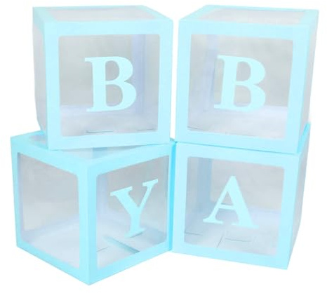 Chiyyak Genomskinlig Ballonglåda med Bokstäver, Presentförpackning för Förslag, Baby Shower, Födelsedagsfest (Blå)
