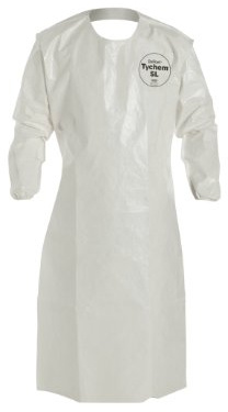 DuPont - SL278BWH00001200 Tychem 4000 Disposable Sleeved Chemical Resistant Apron with Elastic Cuff and Bound Seams, White, Universal, 12-Pack