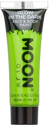 Moon Glow Pintura para rostro y cuerpo que brilla en la oscuridad - fosforescente - carga para brillar Verde 12ml