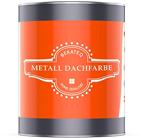 BEKATEQ Dachfarbe 3 in 1 Silbergrau 5L in seidenglänzend, für Metalldach, Blechdach, Eternit - Blechdachfarbe & Sockelfarbe, Metallschutzlack, Dachbeschichtung LS-580