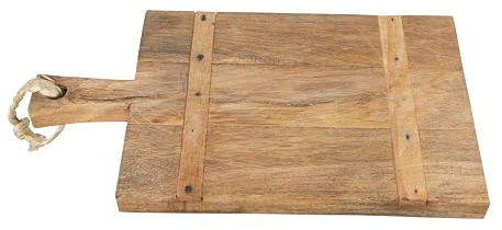 Creative Co-Op Mango Wood Cheese Board with Rope on Handle