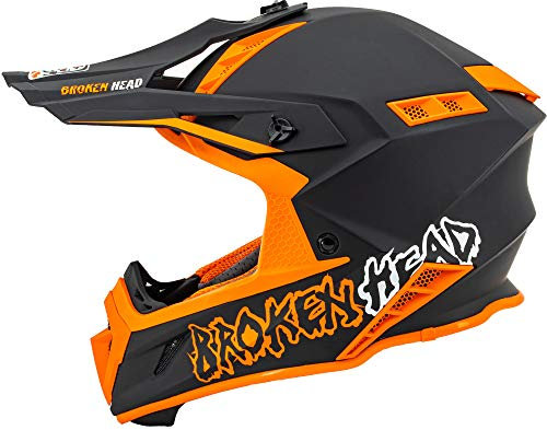 Broken Head The Hunter - Ultra Leichter Motocross-Helm & Enduro-Helm für Profis - Light Orange - Größe S (55-56 cm)