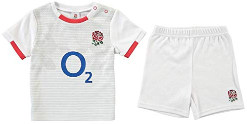 Brecrest England Rugby Baby Toddler T-Shirt & Shorts Set - 2020/21 Kit Design (9-12 Months) White