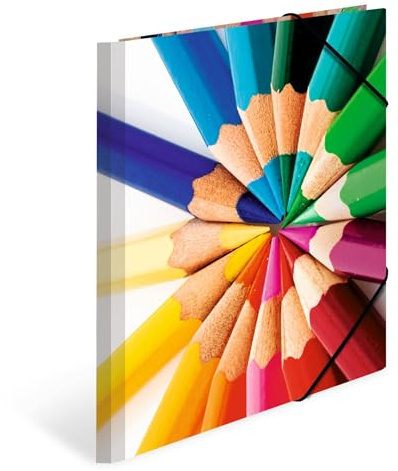HERMA 19224 - Cartellina portadocumenti formato A4, 3 pezzi, in cartone con stampa interna ed elastico, per bambini e bambine
