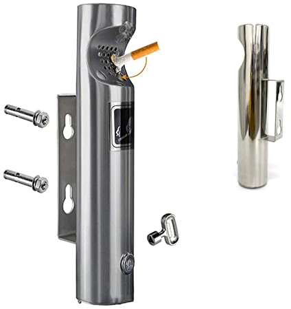 NYKCPJMW Wandaschenbecher Für Draußen, Wand-Aschenbecher Edelstahl Outdoor Zigaretten-Aschenbecher Creative Public Smokeless Outdoor Ash Tray Smoking Receptacles Abschließbar