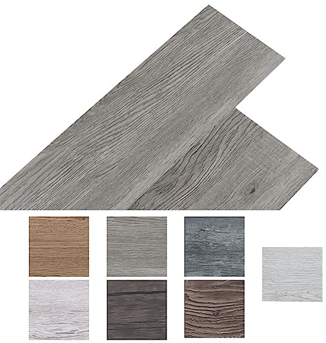INMOZATA 5,01m² PVC Bodenbelag Selbstklebend Holzoptik Vinylboden Selbstklebend Rutschfeste Wasserfest Schneidbar Laminatboden -91,5cm x 15,2cm-Dicke 2 mm-36Fliesen Braungrau