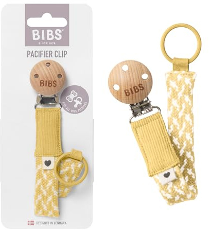 BIBS Pacifier Clip. Schnullerkette. Bio-Baumwolle. Dänisches Design. 100% Bio-Baumwolle, Einheitsgröße, Pale Butter/Ivory