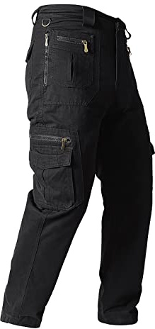 Générique Pantalon Costume Homme Travail Droit Multi-Poches Boutonné De Couleur Unie Jeans Extensible Décontractés a Pince Velours Tenue Elastique Velo Survetement(02Noir,M)