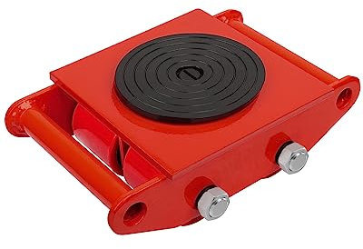 FAHKNS Machinery Moving Skate Heavy Duty Machinery Skates Cargo Mover 6T Machine Skates with 360° Rotation Cap 4 PU Rollers for Heavy Duty Industrial Moving Equipment(Red)