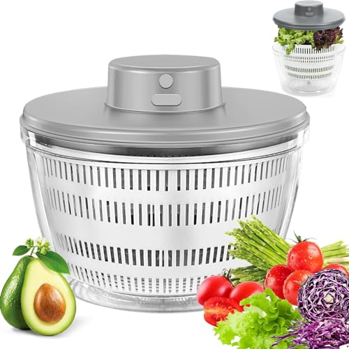 Essoreuse à Salade électrique, 4000 ML Grande Capacité Essoreuse à Salade Automatique, Déshydrateur pour Fruits et légumes avec Couvercle, séchage Rapide, Rechargeable par USB mixeur Salade (Blanc)