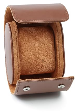 HNCY Scatola per Orologio cilindrico, Scatola Orologi Singolo, Scatola per Orologio Vintage Porta in Pelle PU, Portatile Custodia per Orologi Da Viaggio, Porta Orologi Regalo Uomo Donne