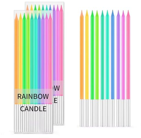 Bolosa 20 Stück Geburtstagskerzen, Kerzen Geburtstag, Birthday Candles, Geburtstagskerzen für Torte, Geburtstagskerze Mit Haltern, Tortenkerzen Geburtstag, Geburtstagskerzen Kinder & Erwachsene(Bunte)