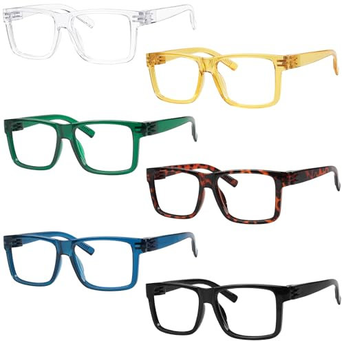 Eyekepper Metalless Reading Glasses with Screwless Spring Hinges 6 Pack Oversize Readers for Men Women +1.75