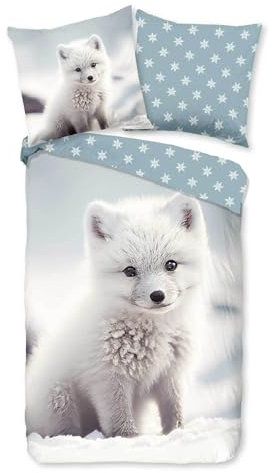 Traumschlaf Flanell Bettwäsche Polarfuchs 1 Bettbezug 135 x 200 cm + 1 Kissenbezug 80 x 80 cm