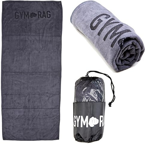 Microfibre towel120x50cm 400gsm Dual Use with Poppers - compact, ultra lightweight & quick dry towel - the perfect gym, travel & beach towel - swimming towel for sports, camping & hiking (Grey)