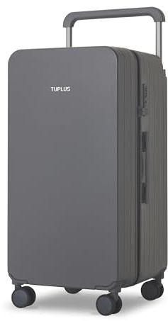 TUPLUS Koffer Groß Hartschalen mit 4 Rollen Koffer Trolleys Leicht PC Reisekoffer Hartschalenkoffer ABS Rahmen Rollkoffer Reißverschluss,Impression Classic Trunk,77m-90L,GRAU