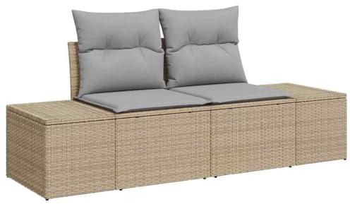 vidaXL Trädgårdsoffa med kudde Beige 184 x 62 x 69 cm konstrotting