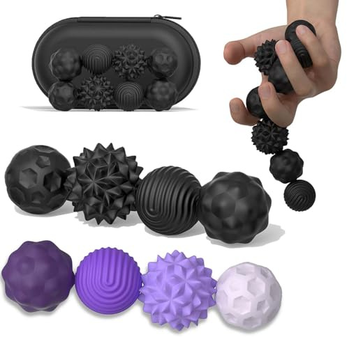 Bambebe 8PCS Silicone Magnetic Balls Fidget Toys for Adults & Teens, Stress Relief Sensory Toys for Autism ADHD Anxiety, Fun Textures Gadgets, Office Desk Toy, Stocking Fillers for Women Men Teen