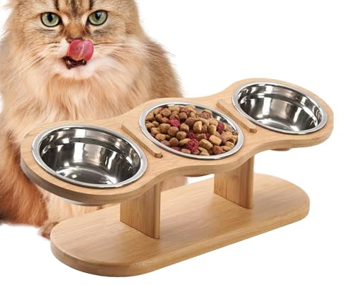 Cats, set di 3 serie, inclinate, più grandi ciotole per alimenti per gatti | Aumento della di cibo per gatti con alimentazione lenta, inclinata di 15 gradi: aumento delle ciotole per cani
