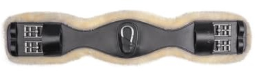 WALDHAUSEN Correa corta de piel con lana ecológica, color negro, 65 cm