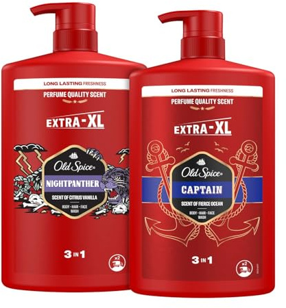 Bundle of Old Spice Captain Men’s Shower Gel & Shampoo + Old Spice Night Panther Men’s Shower Gel & Shampoo 1000ml