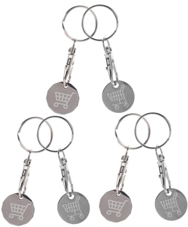 Milisten Stainless Steel Trolley Token Key Ring 6pcs Classic 12-sided Shopping Cart Coin Keychain for Supermarket Use Portable Metal Keychain Pendant for Grocery Shopping