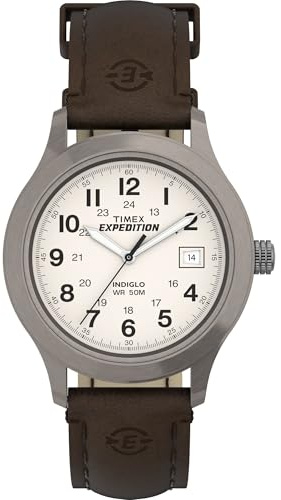 Timex Men's T49870 Expedition Metal Field Brown Leather Strap Watch