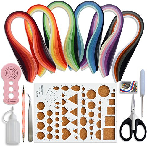 JUYA Paper Quilling Kit 30 Colors 600 Strips 8 Tools, Pink Set, 3mm