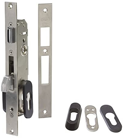 Amig - Serrure à mortaise pour menuiserie métallique Mod. 770 | 20 mm | Cylindre Europrofilé à 13,2 mm | Poignée réversible et fermoir à bascule | Acier inoxydable